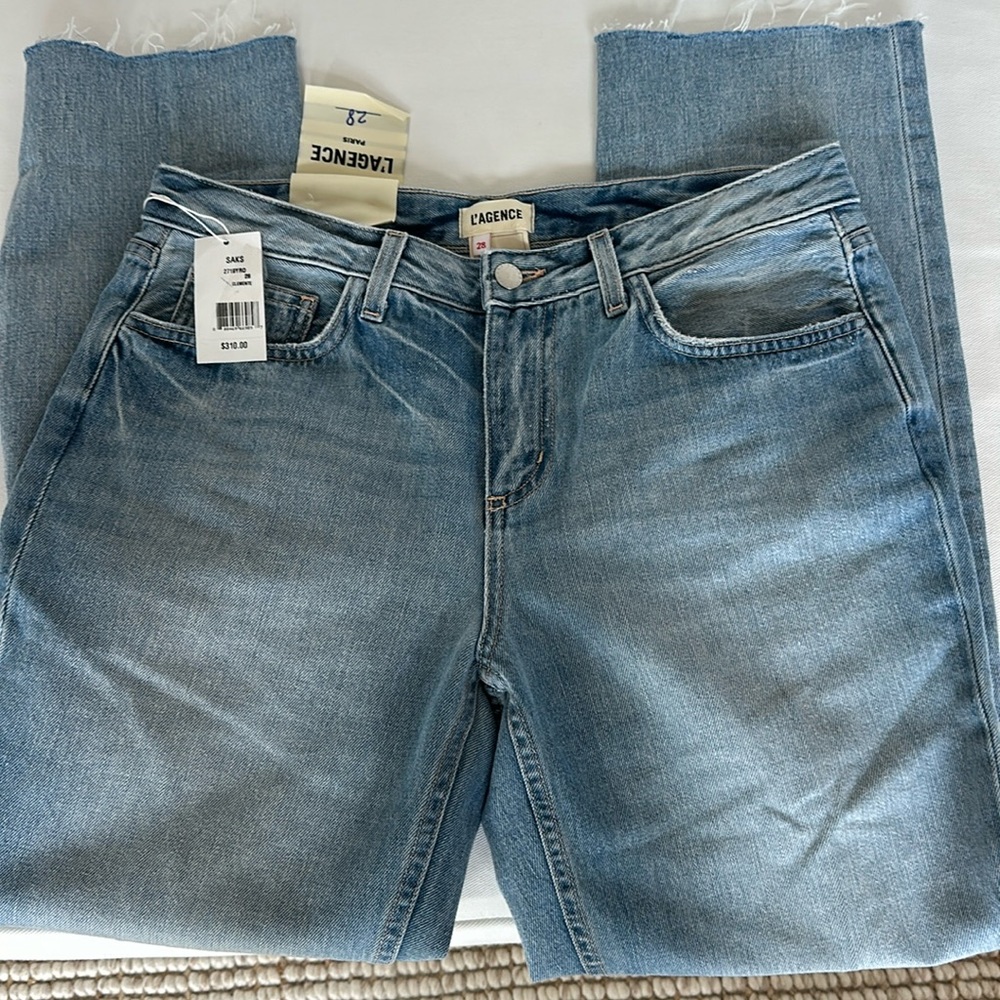 L’AGENCE Paris Milana Low Rise Stove Pipe Jeans Denim 28 Brand New with tags